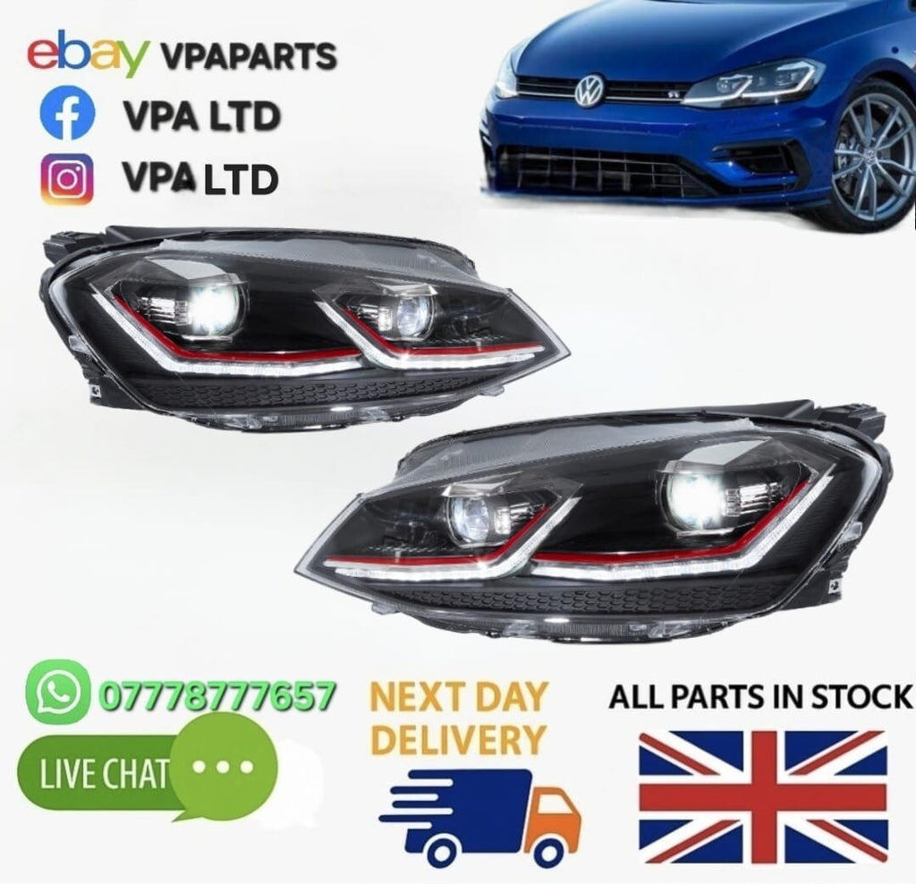 VLAND VOLKSWAGEN GOLF MK 7 13-17 FULL LED HEADLIGHT SET FOR UPGRADE TO GTI MK7.5