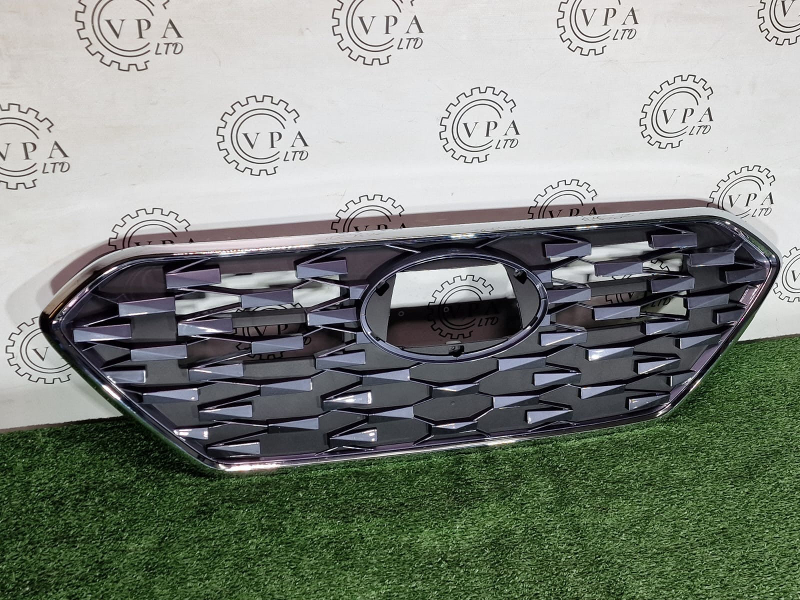 Front bumper grille for Hyundai Ioniq 2019-2022 with chrome trim - close-up detail