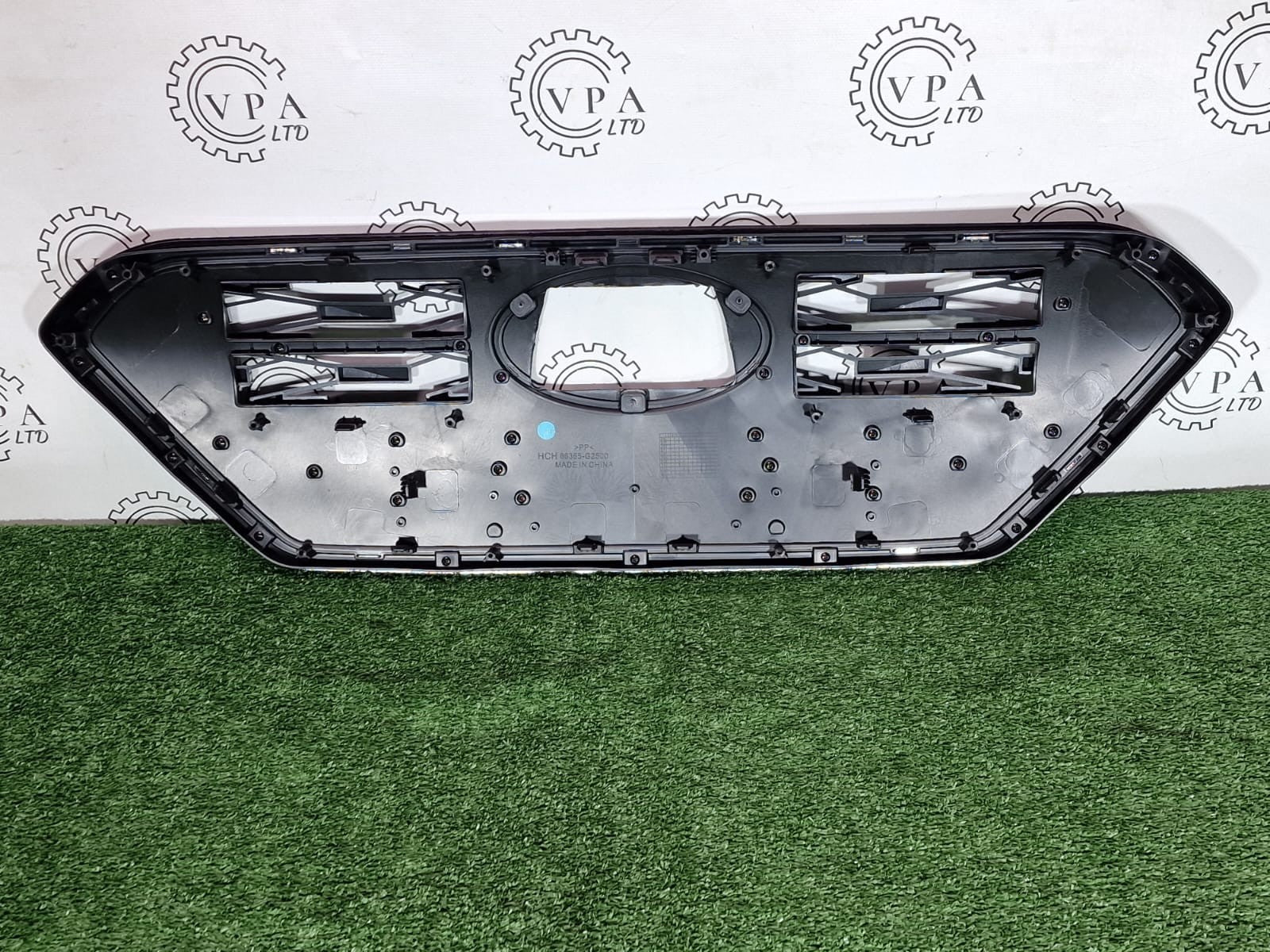 Front bumper grille for Hyundai Ioniq 2019-2022 with chrome trim - angled view