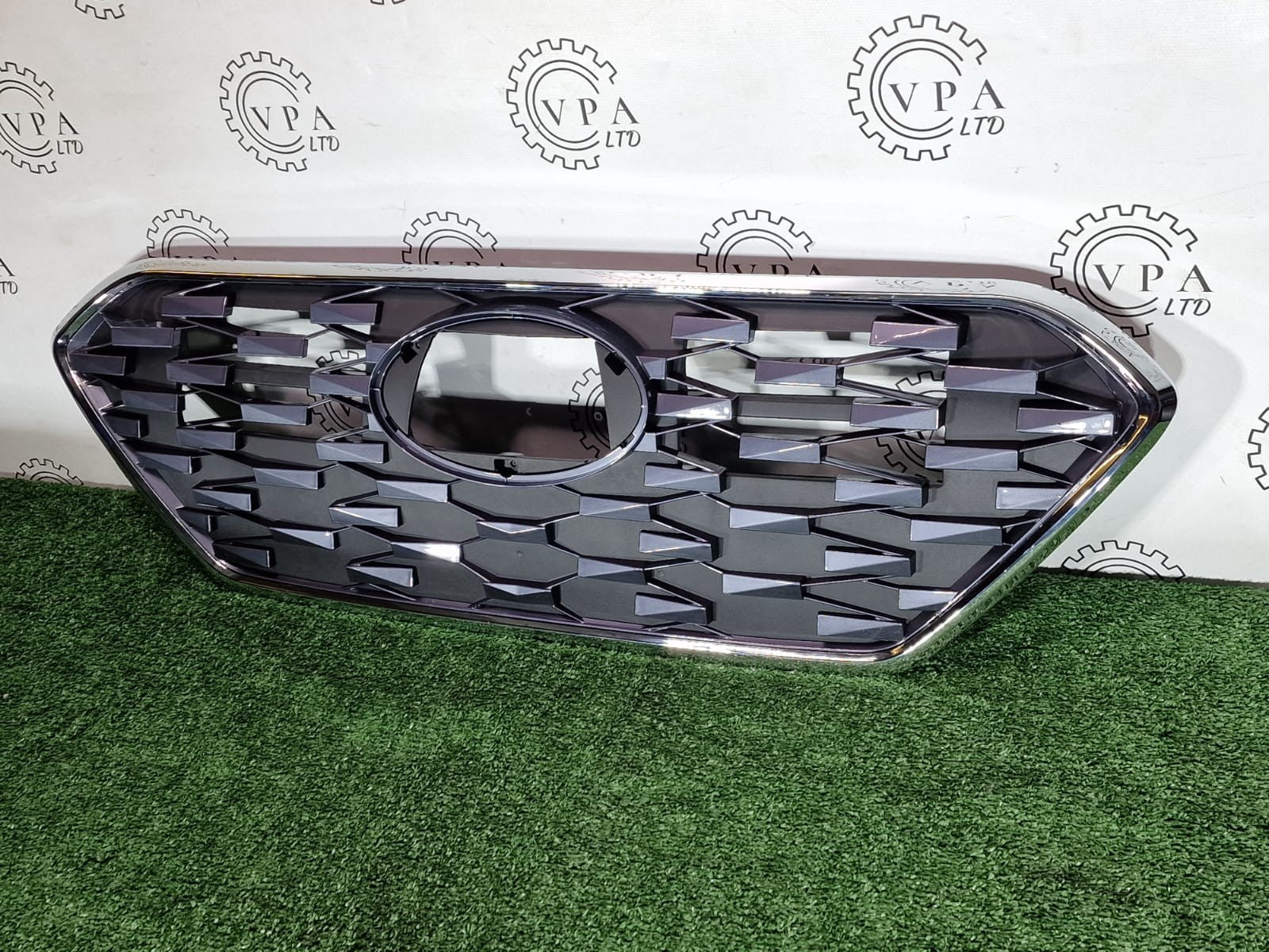 Front bumper grille for Hyundai Ioniq 2019-2022 with chrome trim - rear mounting view